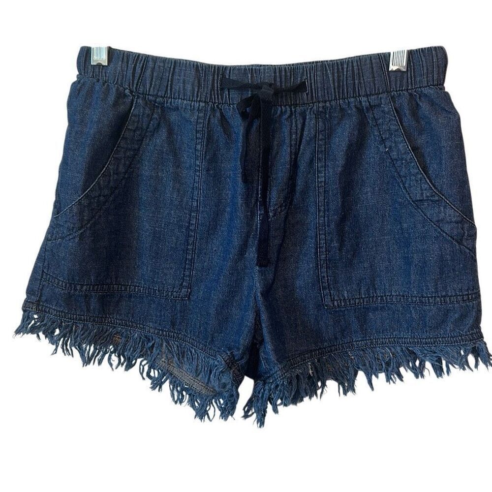 Boho Chambray Blue Jean Denim Raw Hem Women’s Shorts 28